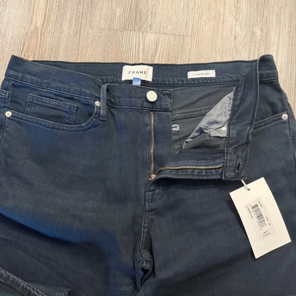 Frame Mens 36 L'Homme Slim Dark Wash Navy Jeans